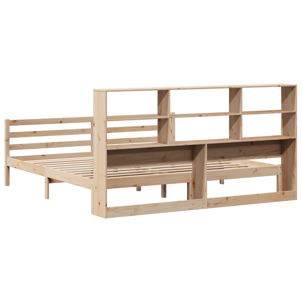 Lit bibliothèque sans matelas 180x200 cm bois massif de pin - XIOS