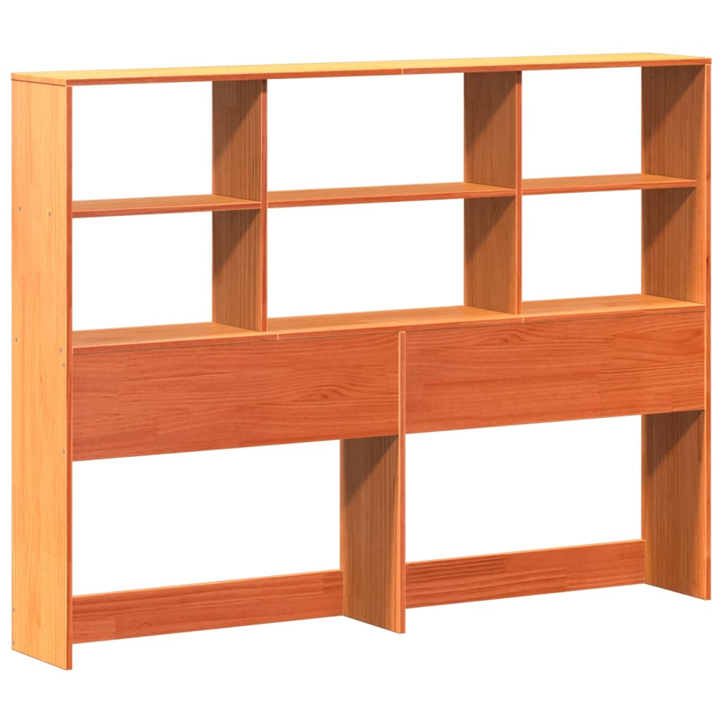 Lit bibliothèque sans matelas cire marron 120x200cm bois massif - XIOS