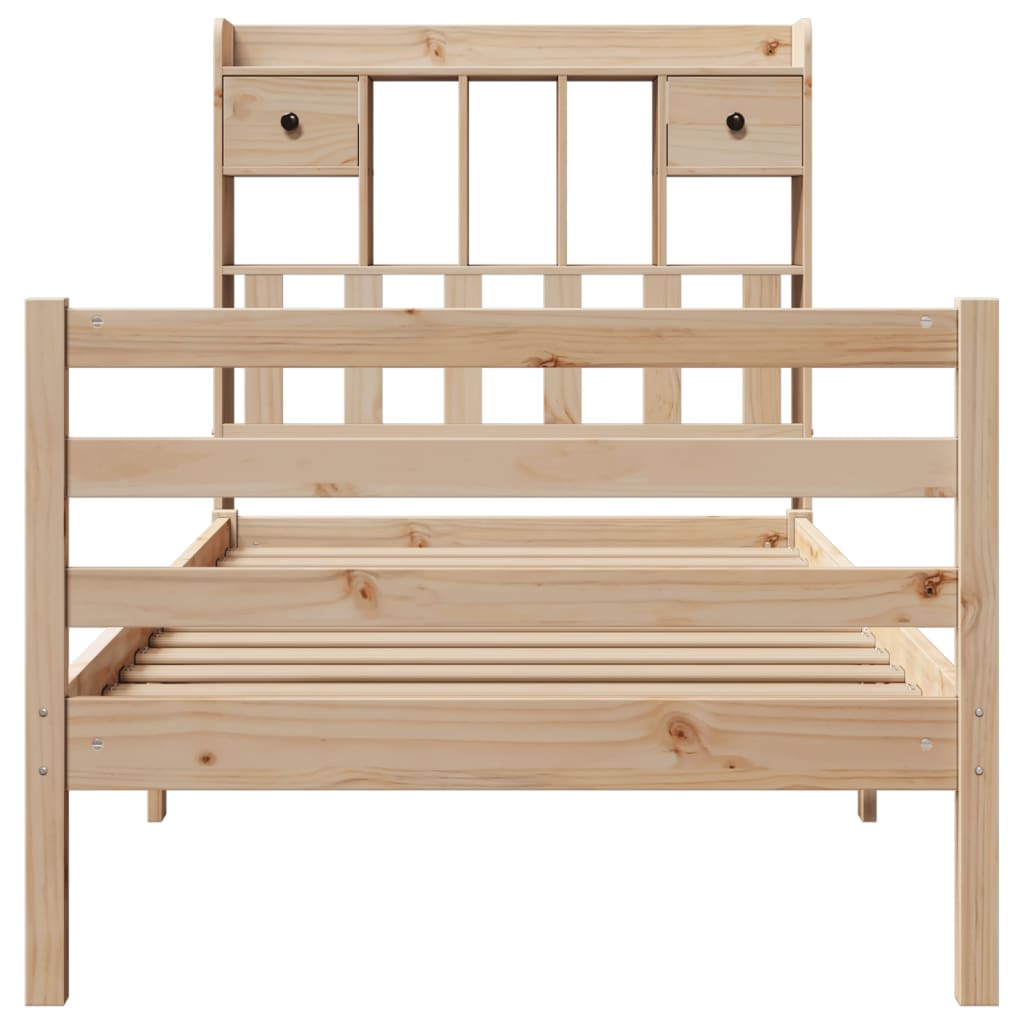 Lit bibliothèque sans matelas 90x190 cm bois de pin massif - XIOS