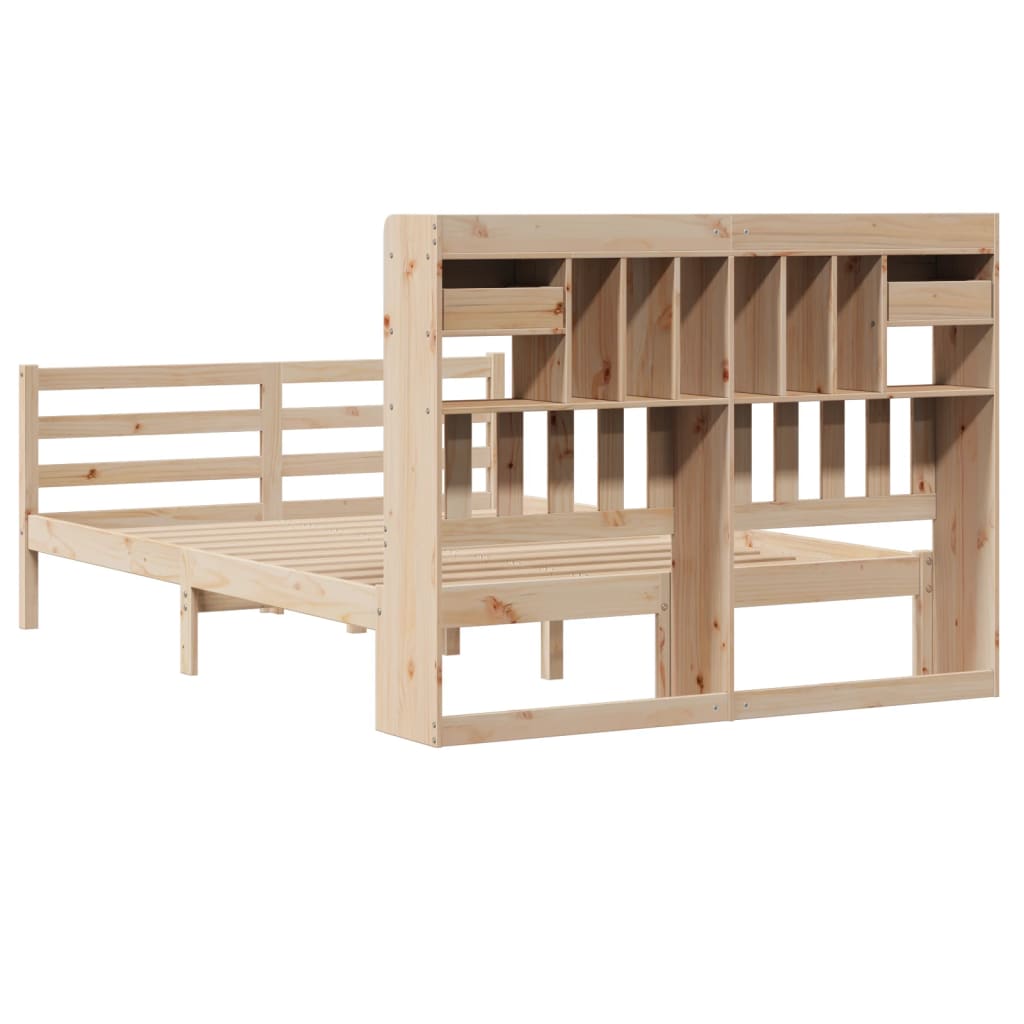 Lit bibliothèque sans matelas 160x200 cm bois massif de pin - XIOS