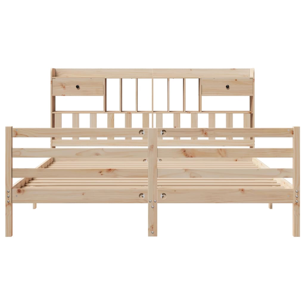 Lit bibliothèque sans matelas 180x200 cm bois massif de pin