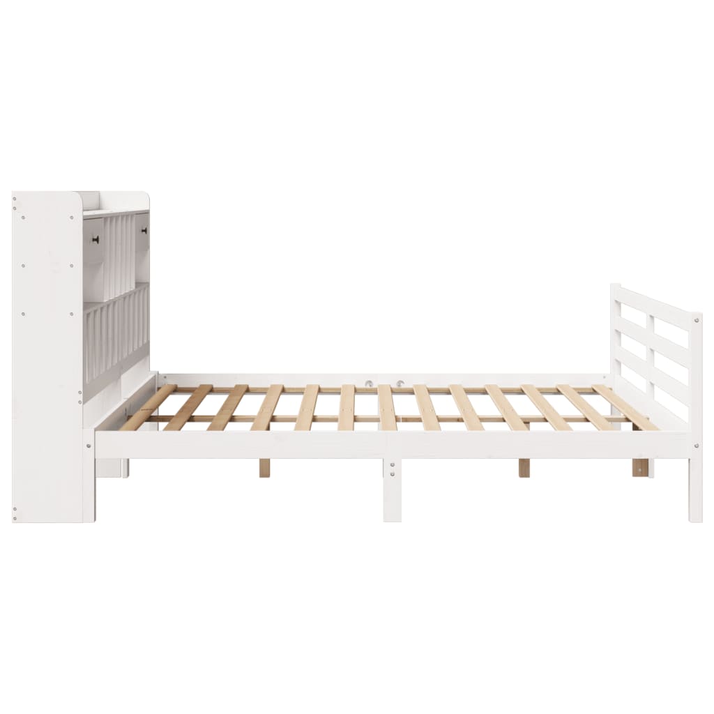 Lit bibliothèque sans matelas blanc 180x200 cm bois pin massif