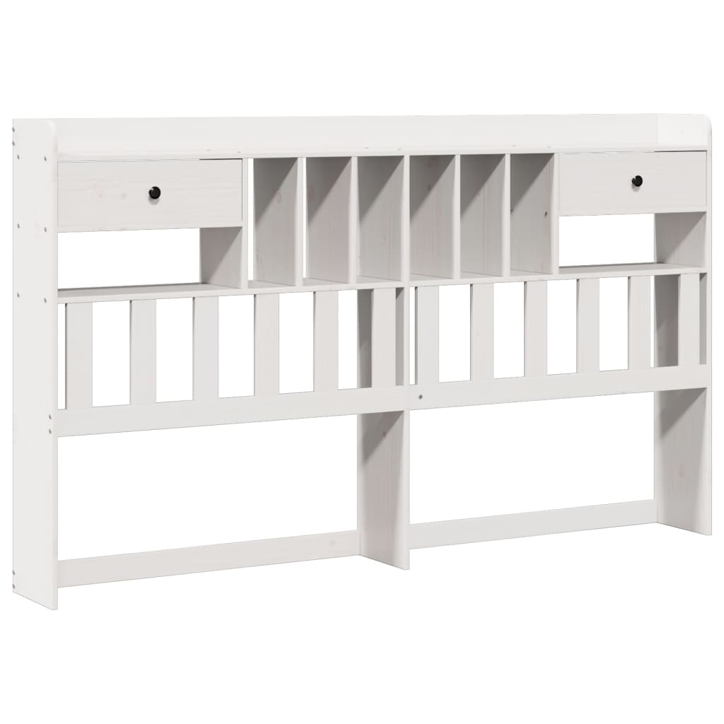 Lit bibliothèque sans matelas blanc 180x200 cm bois pin massif