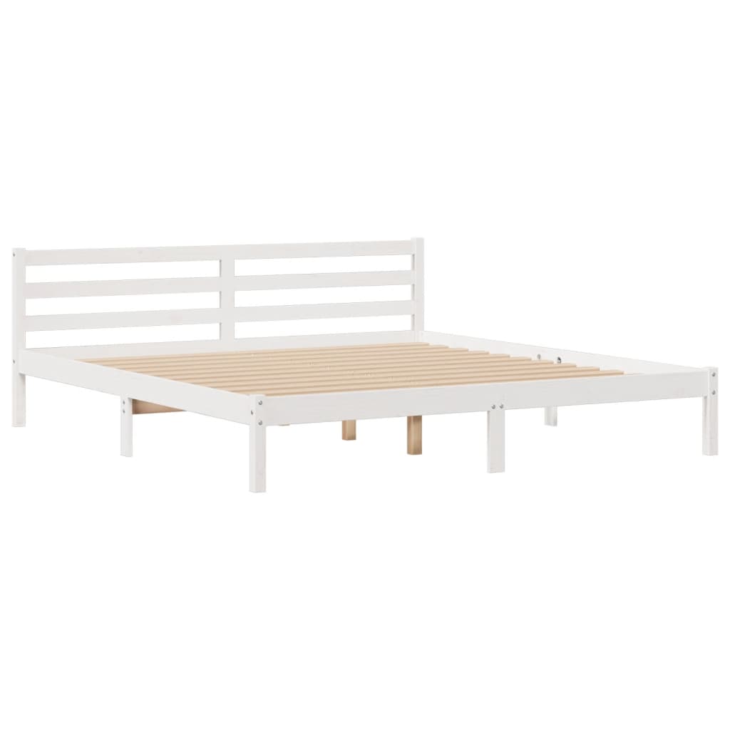 Lit bibliothèque sans matelas blanc 180x200 cm bois pin massif