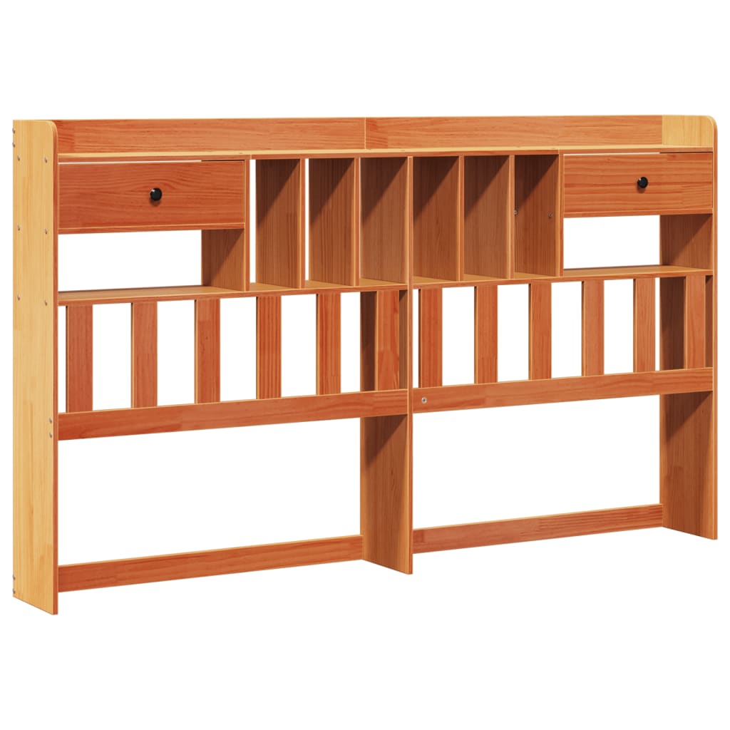 Lit bibliothèque sans matelas cire marron 180x200 cm pin massif - XIOS