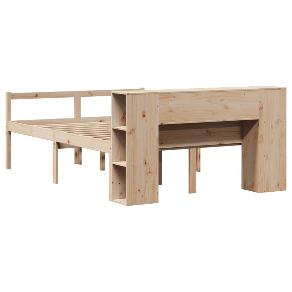 Lit bibliothèque sans matelas 135x190 cm bois de pin massif - XIOS