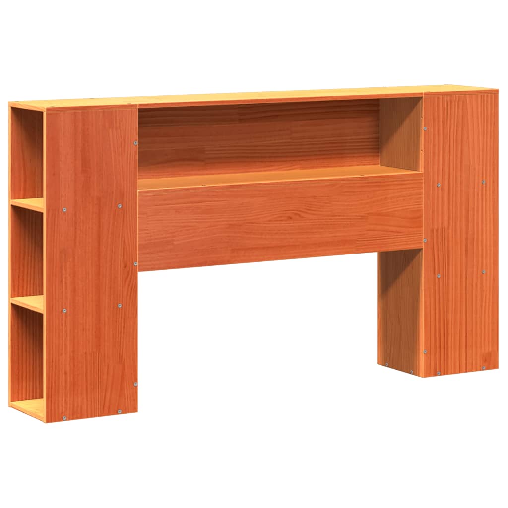 Lit bibliothèque sans matelas cire marron 135x190cm bois massif - XIOS