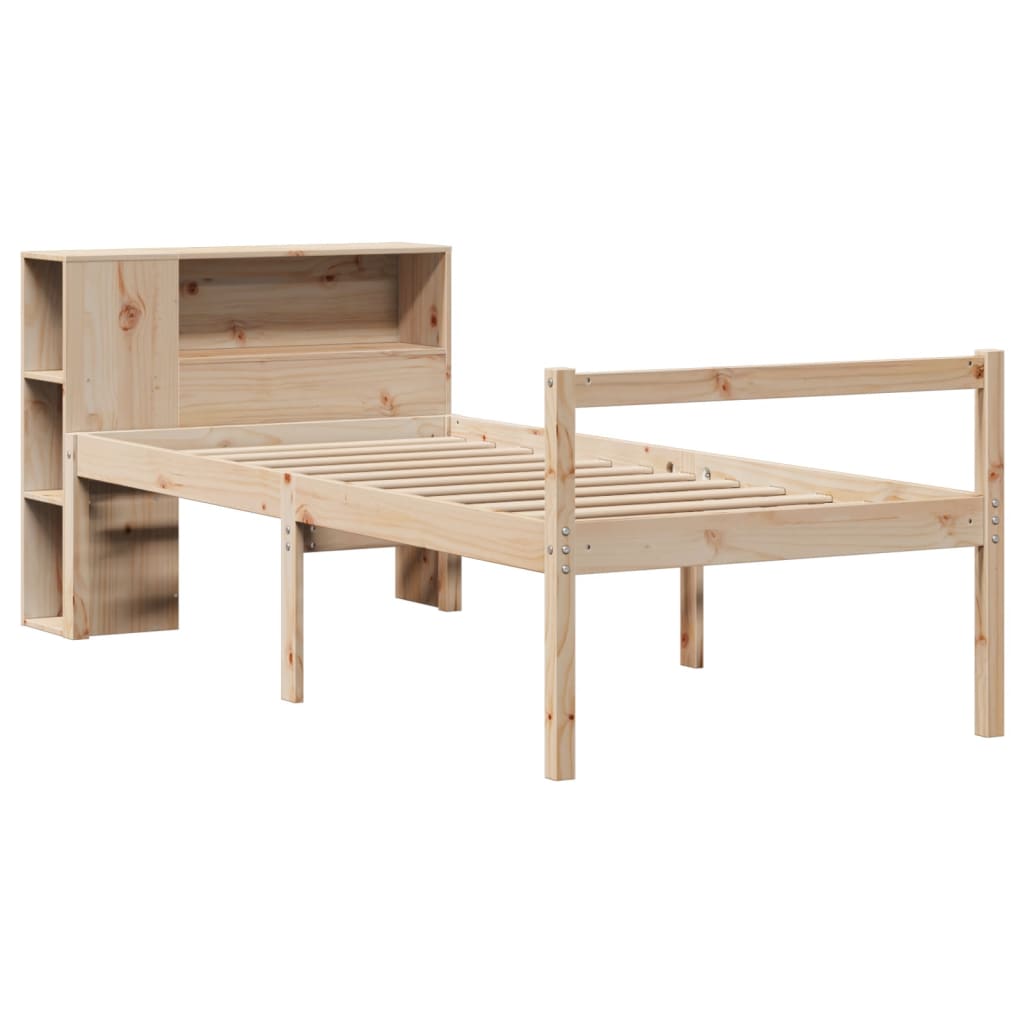 Lit bibliothèque sans matelas 90x190 cm bois de pin massif - XIOS