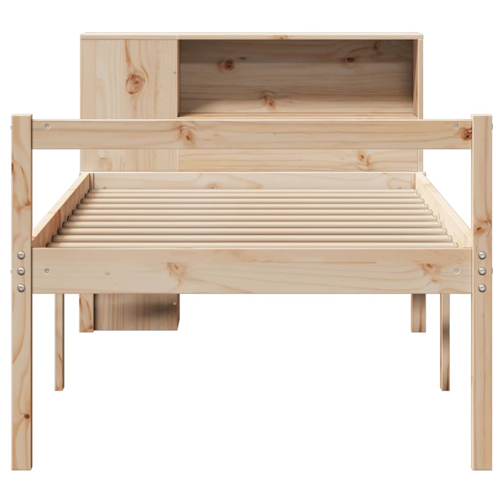 Lit bibliothèque sans matelas 90x200 cm bois de pin massif - XIOS