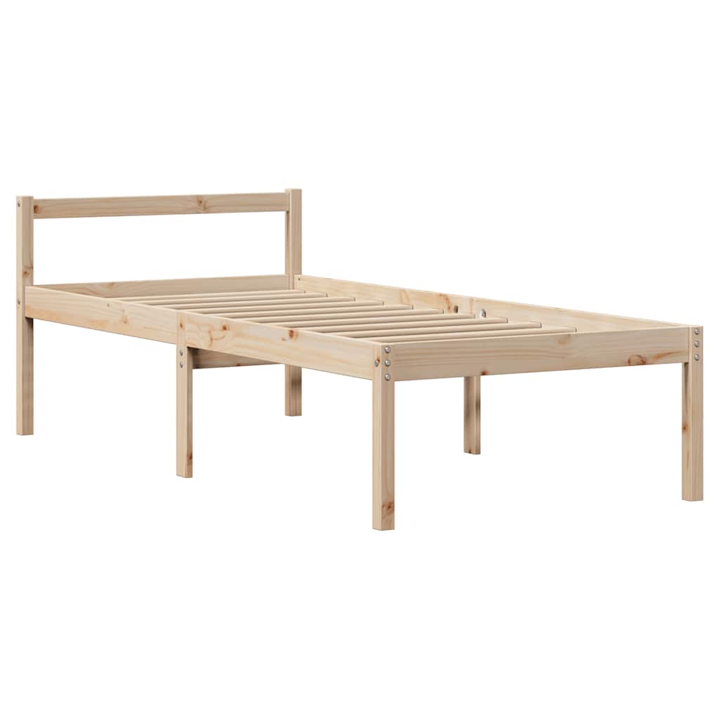Lit bibliothèque sans matelas 90x200 cm bois de pin massif - XIOS