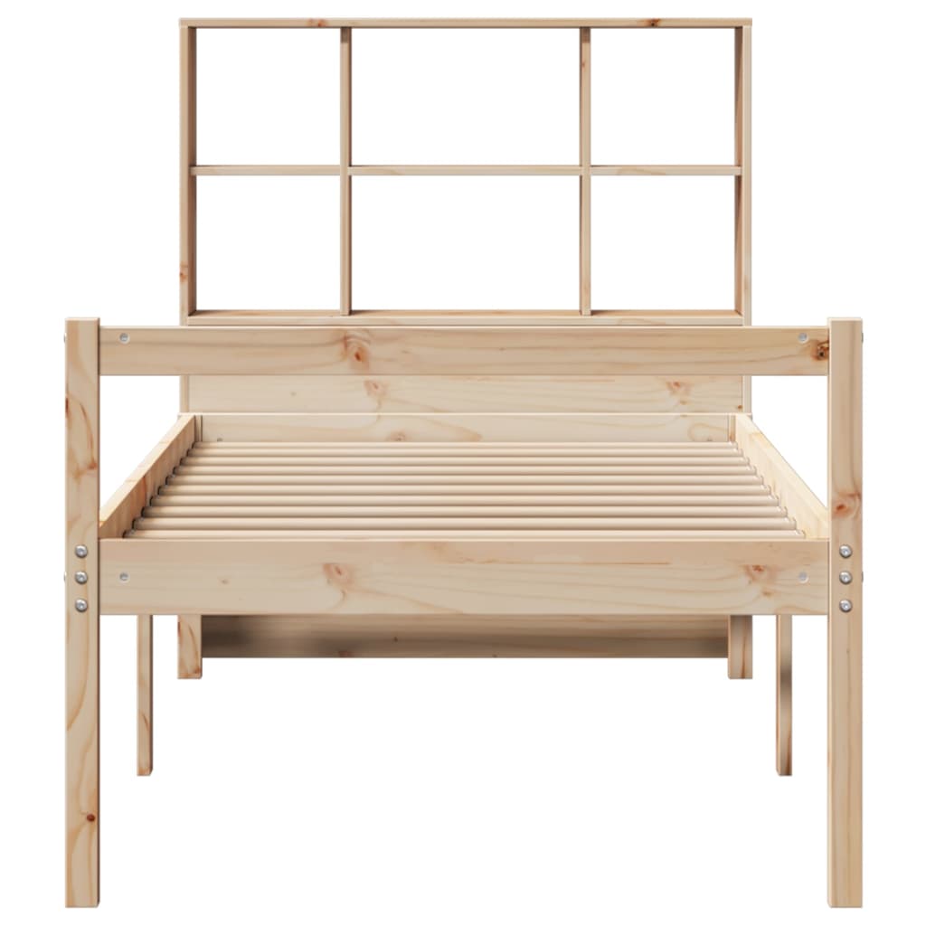 Lit bibliothèque sans matelas 90x190 cm bois de pin massif - XIOS