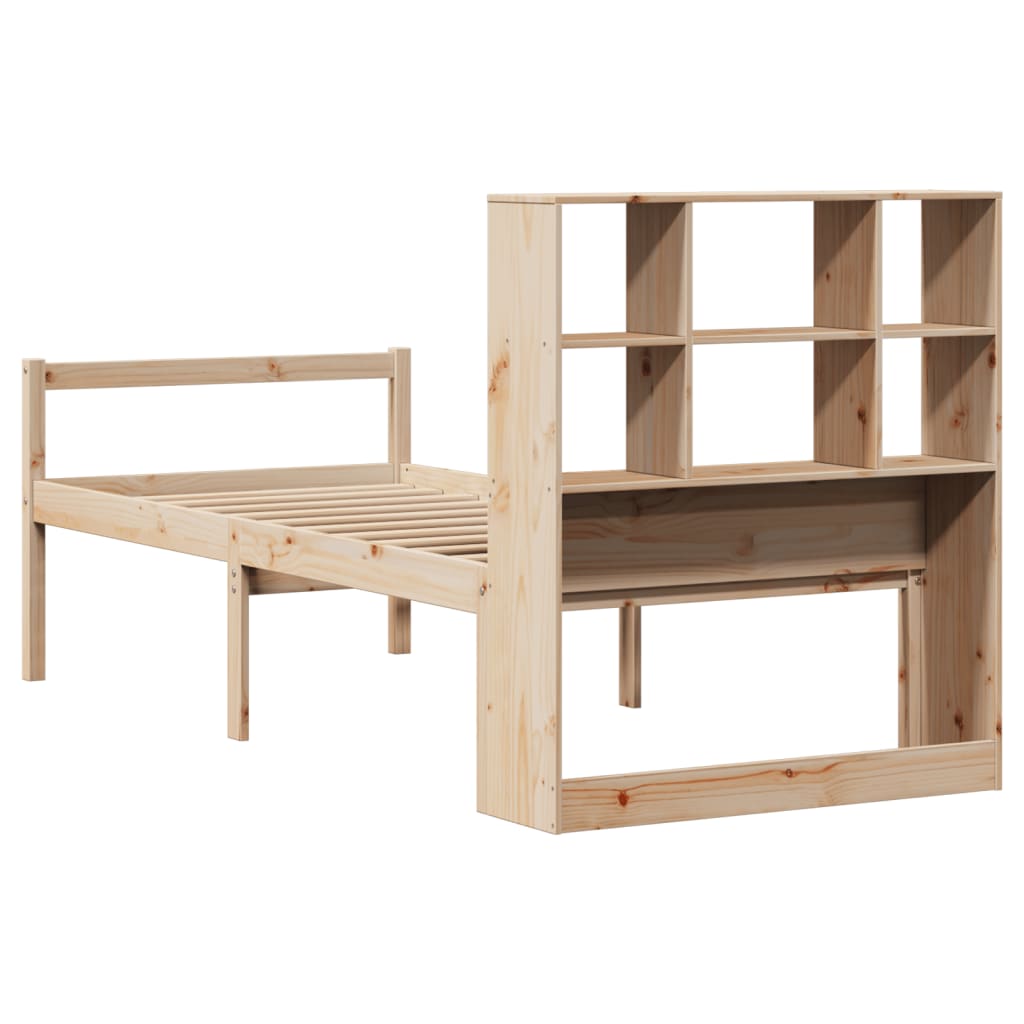 Lit bibliothèque sans matelas 90x190 cm bois de pin massif - XIOS