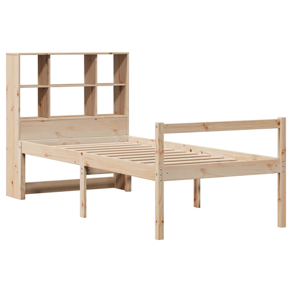 Lit bibliothèque sans matelas 90x200 cm bois de pin massif - XIOS