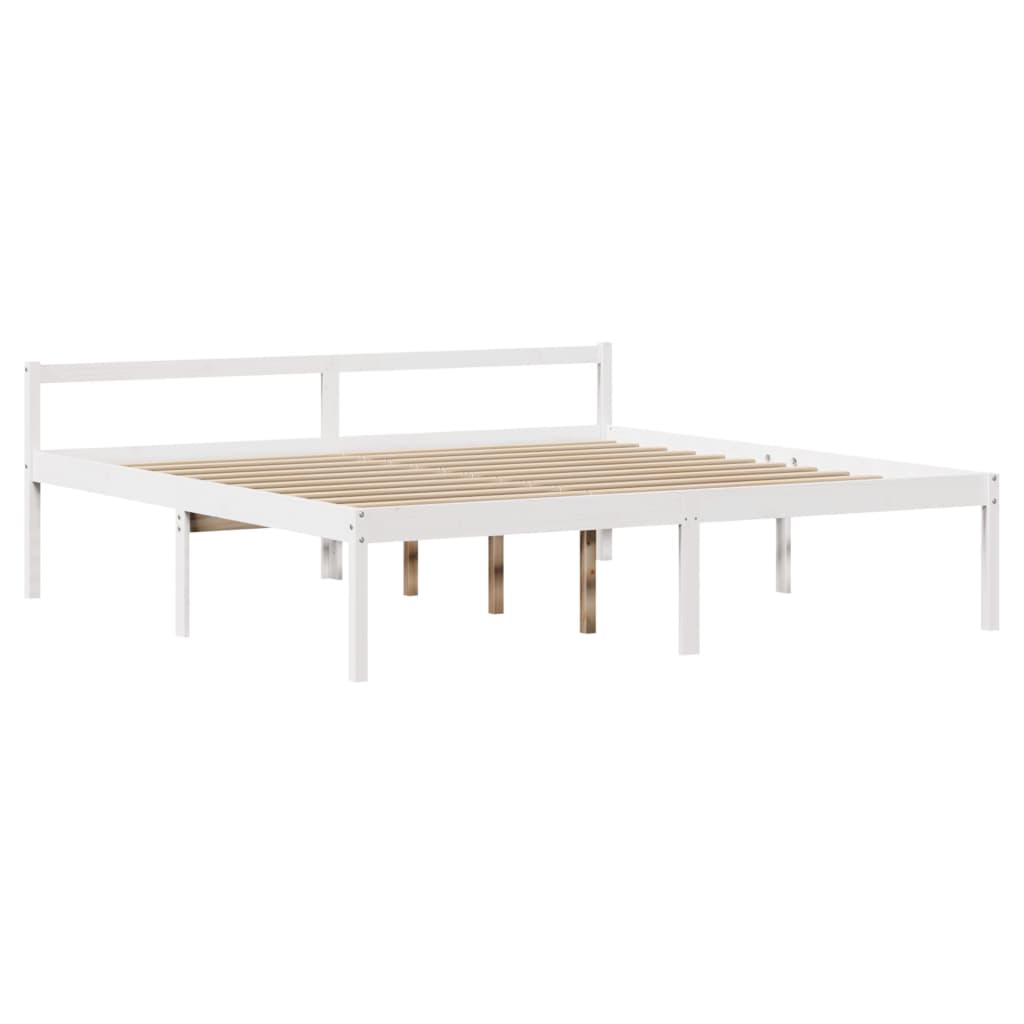 Lit bibliothèque sans matelas blanc 180x200 cm bois pin massif - XIOS