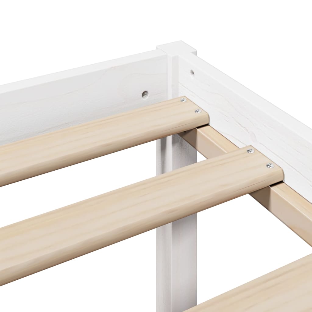 Lit bibliothèque sans matelas blanc 180x200 cm bois pin massif - XIOS
