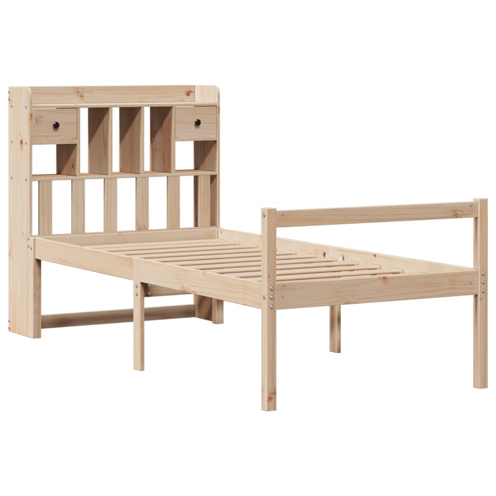 Lit bibliothèque sans matelas 90x190 cm bois de pin massif - XIOS