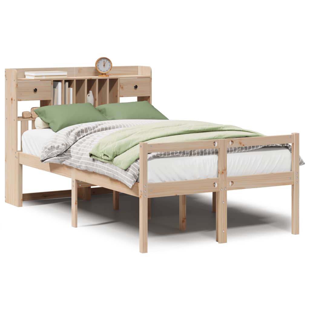 Lit bibliothèque sans matelas 135x190 cm bois de pin massif - XIOS