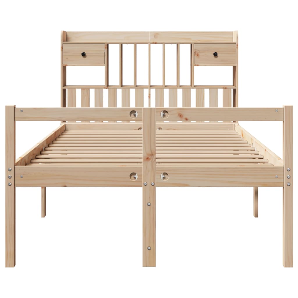 Lit bibliothèque sans matelas 135x190 cm bois de pin massif - XIOS