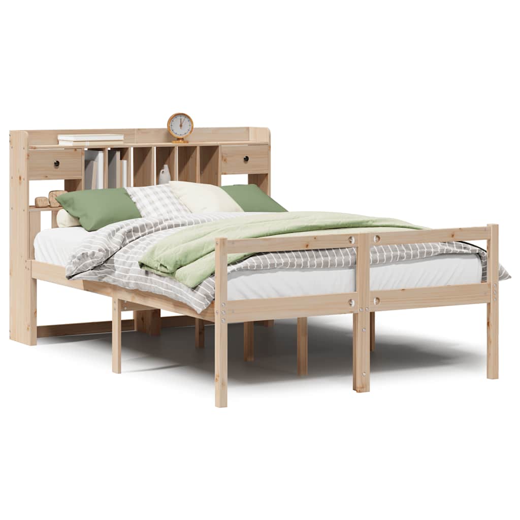 Lit bibliothèque sans matelas 140x190 cm bois de pin massif - XIOS