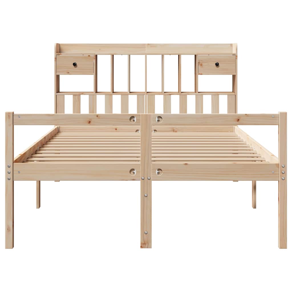 Lit bibliothèque sans matelas 140x190 cm bois de pin massif - XIOS