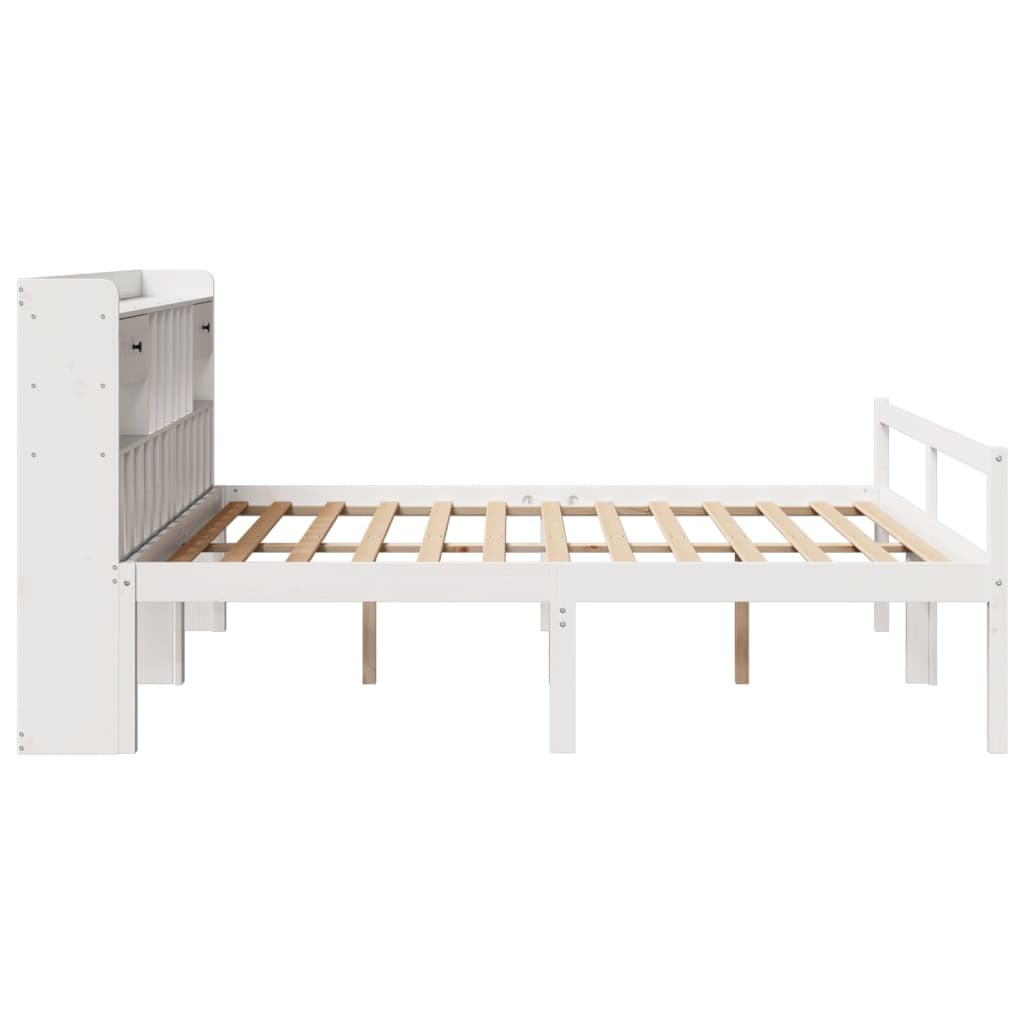 Lit bibliothèque sans matelas blanc 180x200 cm bois pin massif - XIOS