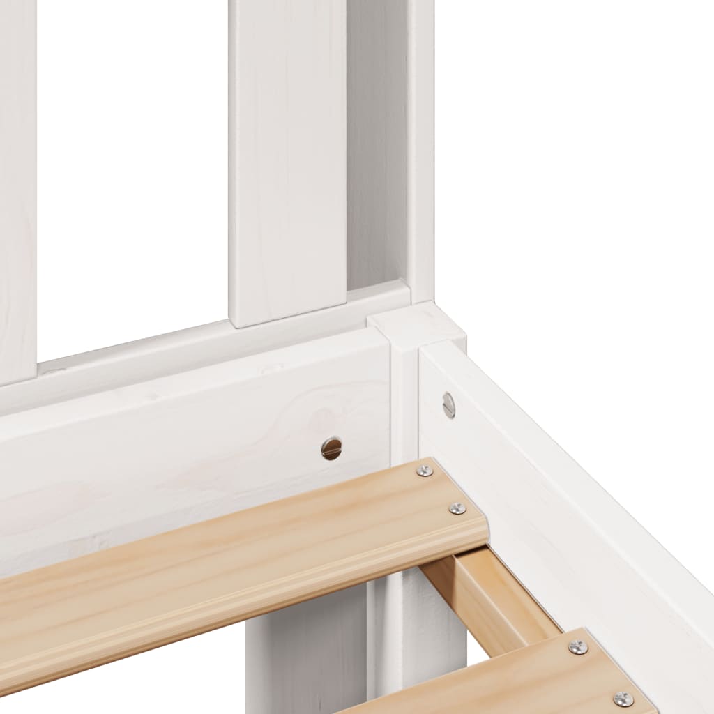 Lit bibliothèque sans matelas blanc 180x200 cm bois pin massif - XIOS