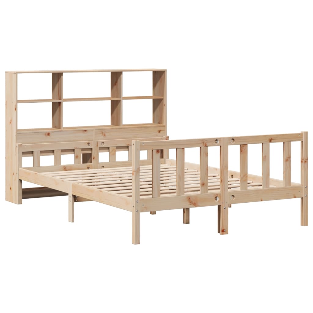 Lit bibliothèque sans matelas 120x190 cm bois de pin massif - XIOS