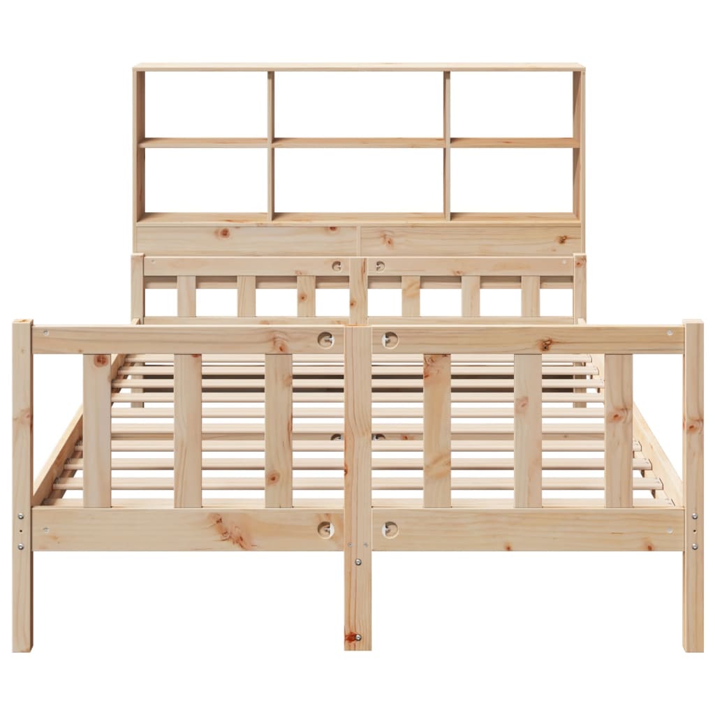 Lit bibliothèque sans matelas 120x190 cm bois de pin massif - XIOS