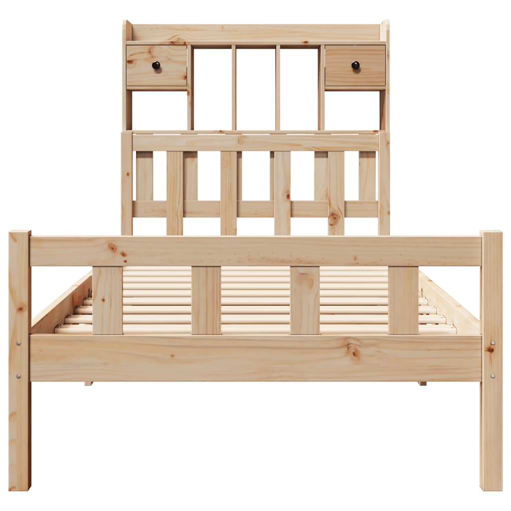 Lit bibliothèque sans matelas 90x190 cm bois de pin massif - XIOS