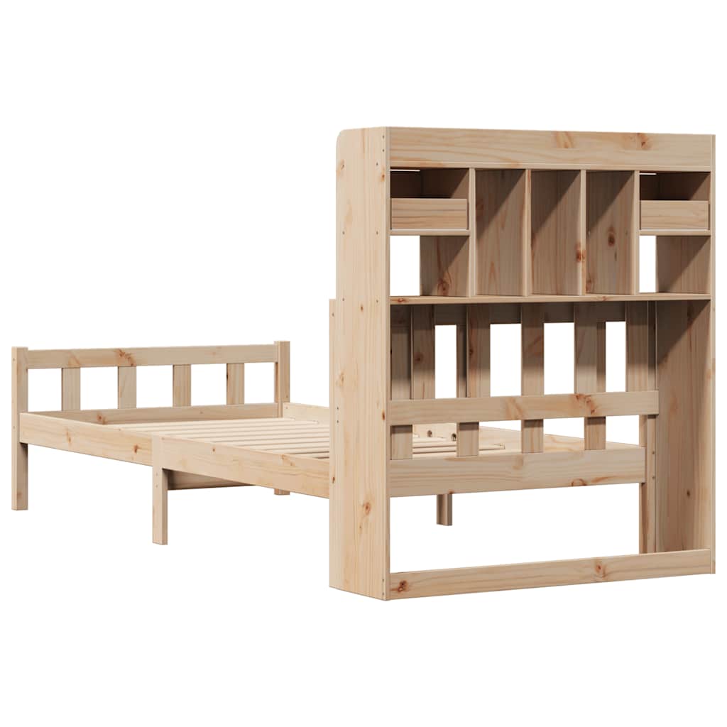 Lit bibliothèque sans matelas 90x190 cm bois de pin massif - XIOS