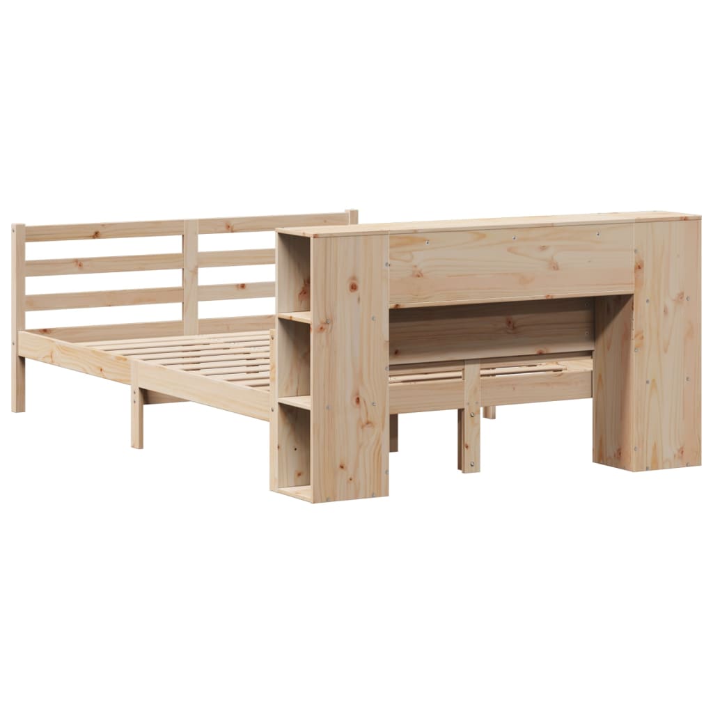 Lit bibliothèque sans matelas 140x190 cm bois de pin massif - XIOS