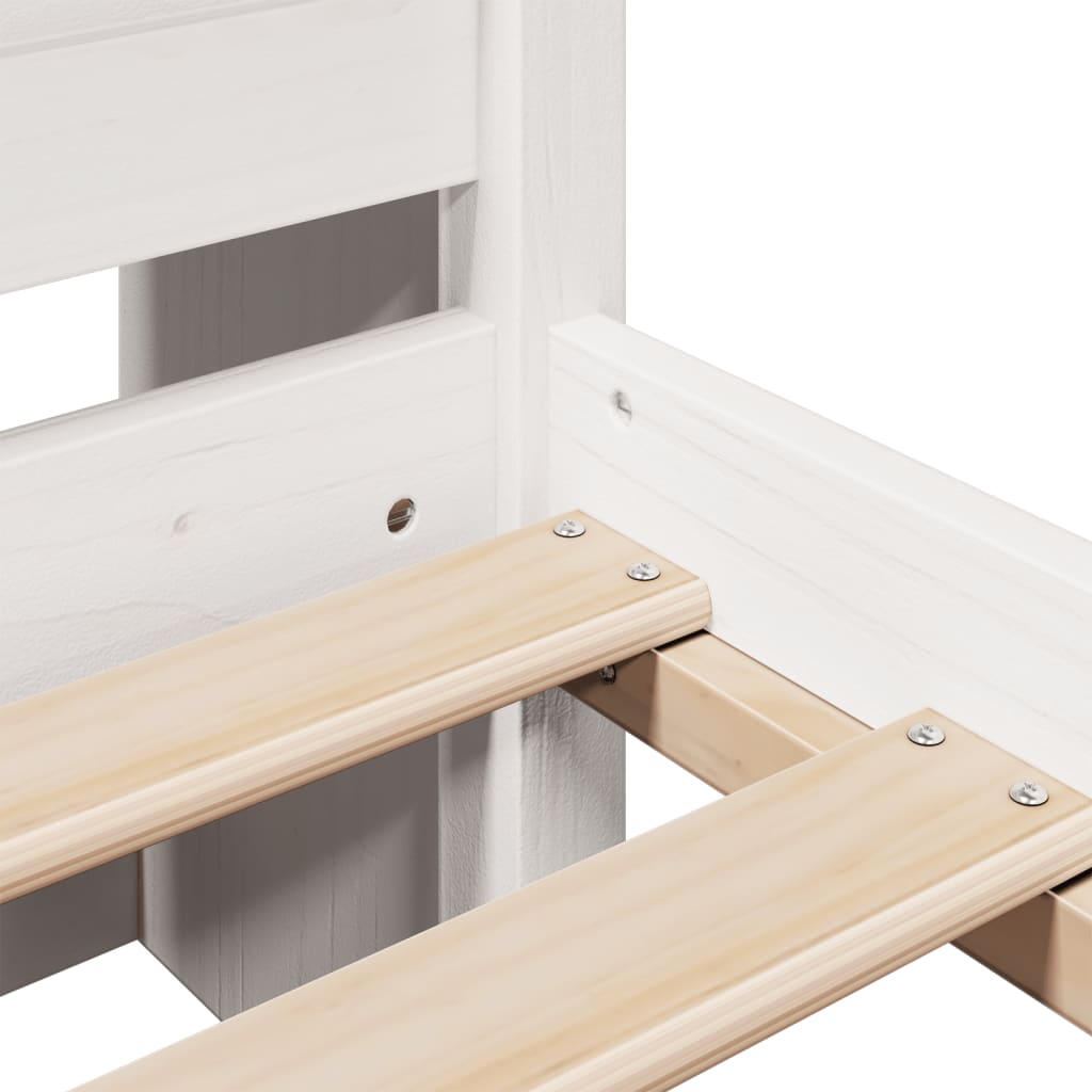 Lit bibliothèque sans matelas blanc 140x200 cm bois pin massif - XIOS