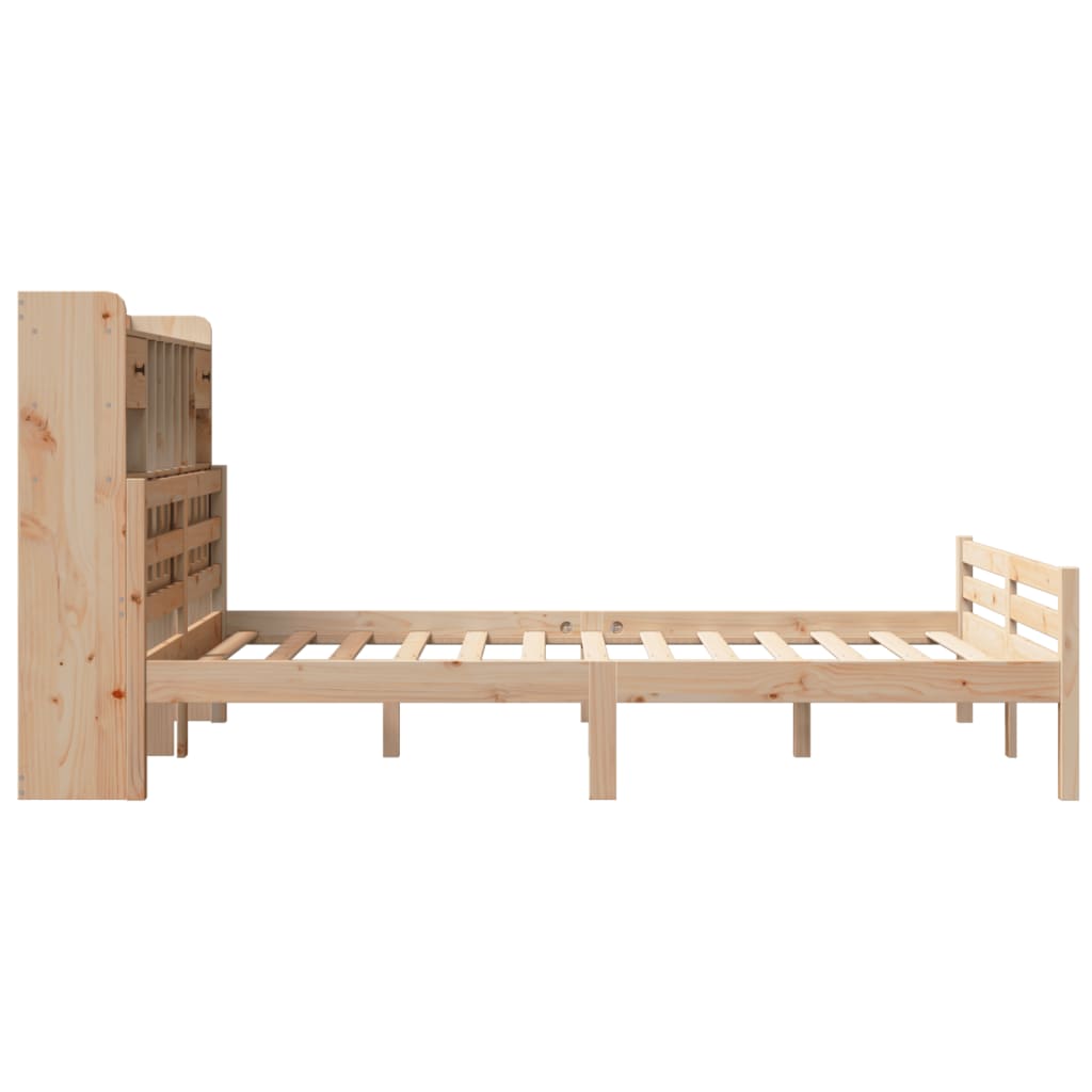 Lit bibliothèque sans matelas 140x190 cm bois de pin massif - XIOS