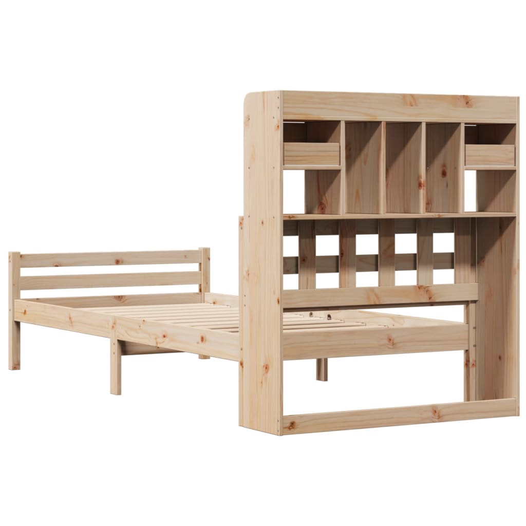 Lit bibliothèque sans matelas 100x200 cm bois massif de pin - XIOS