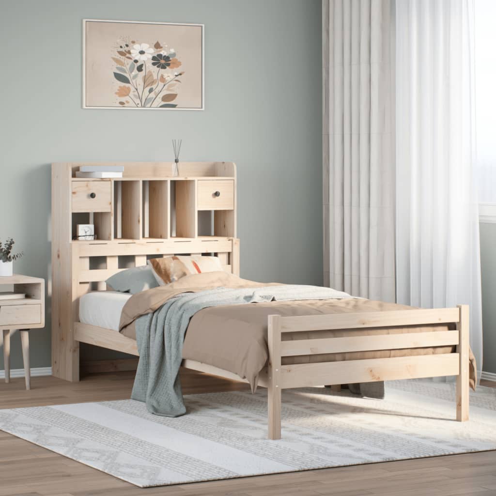 Lit bibliothèque sans matelas 100x200 cm bois massif de pin - XIOS