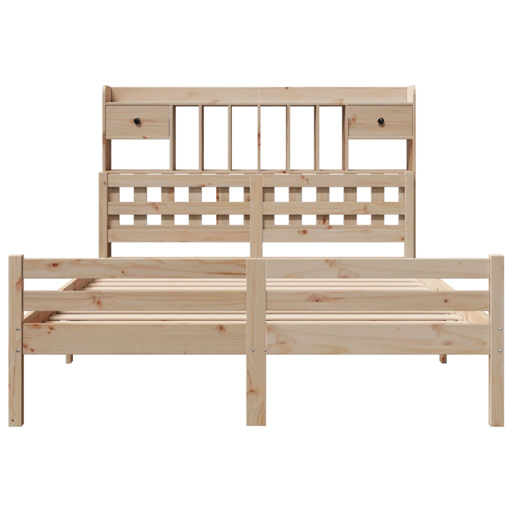 Lit bibliothèque sans matelas 140x200 cm bois massif de pin - XIOS