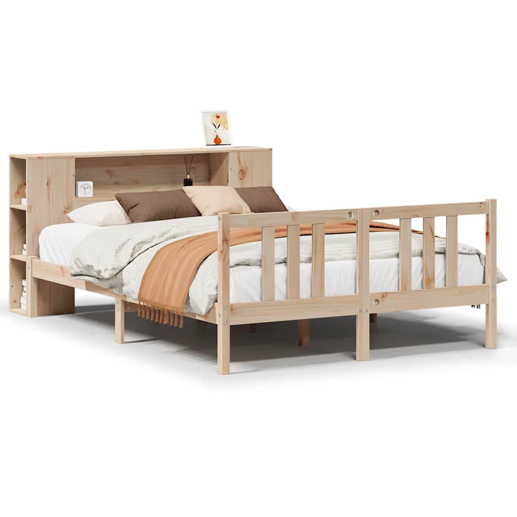 Lit bibliothèque sans matelas 135x190 cm bois de pin massif - XIOS