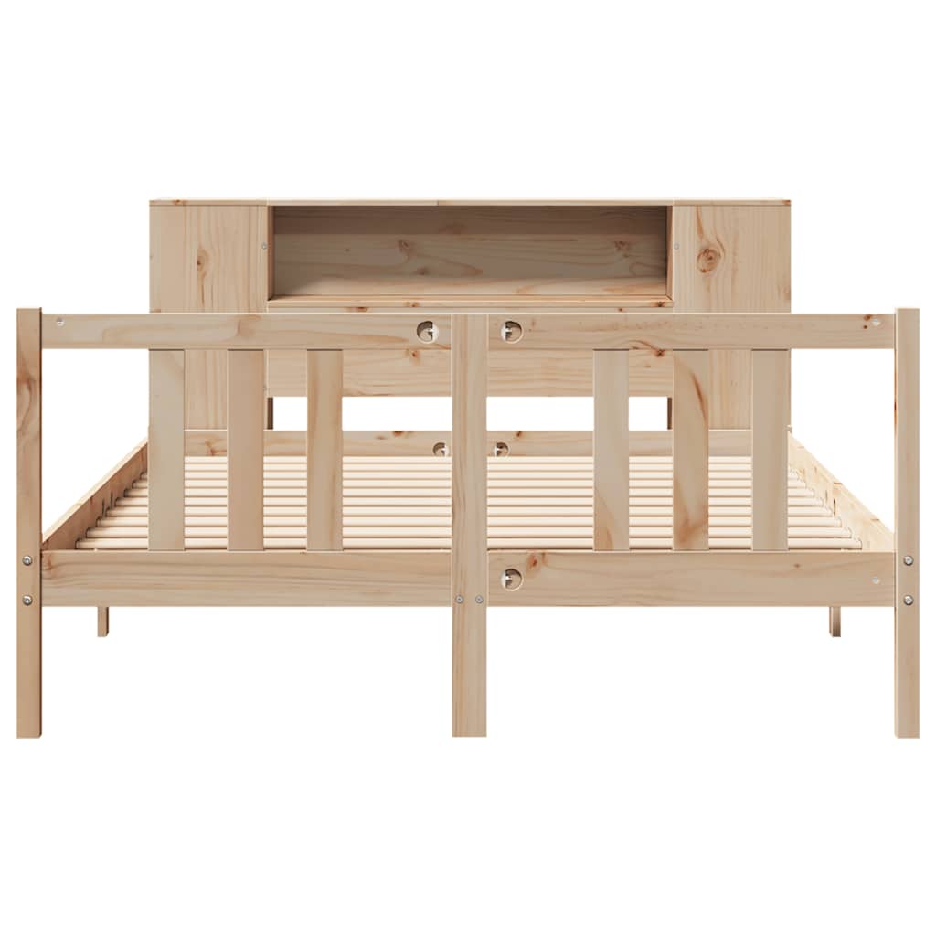 Lit bibliothèque sans matelas 135x190 cm bois de pin massif - XIOS