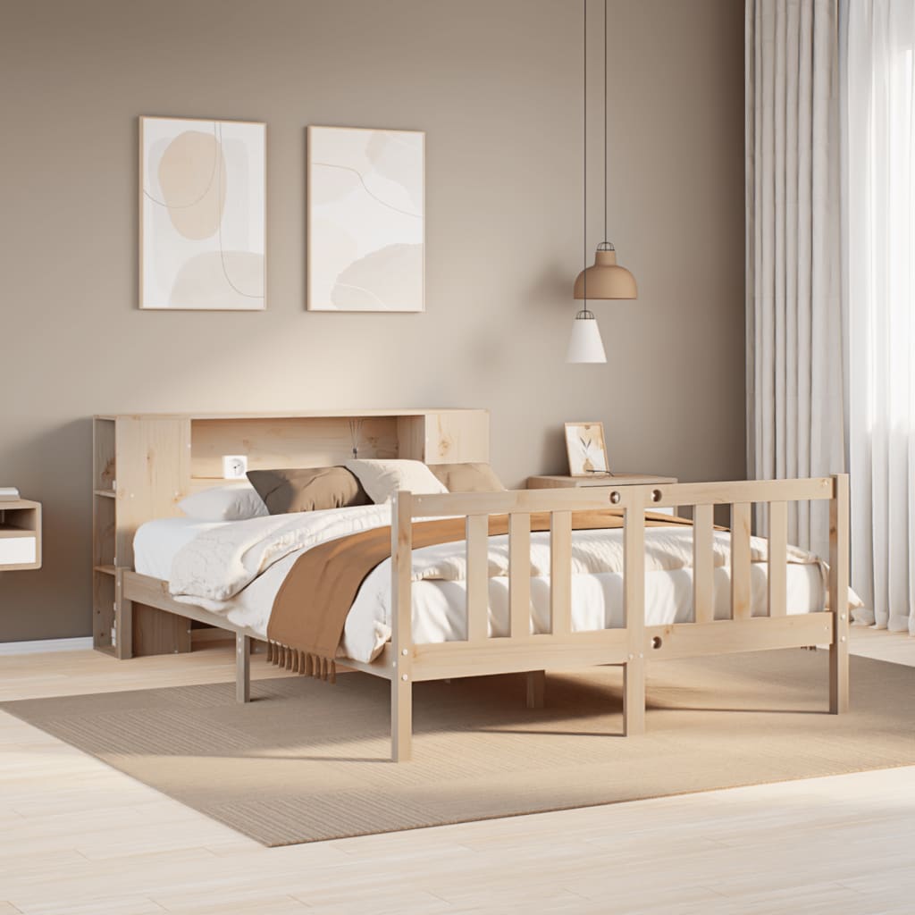 Lit bibliothèque sans matelas 135x190 cm bois de pin massif - XIOS