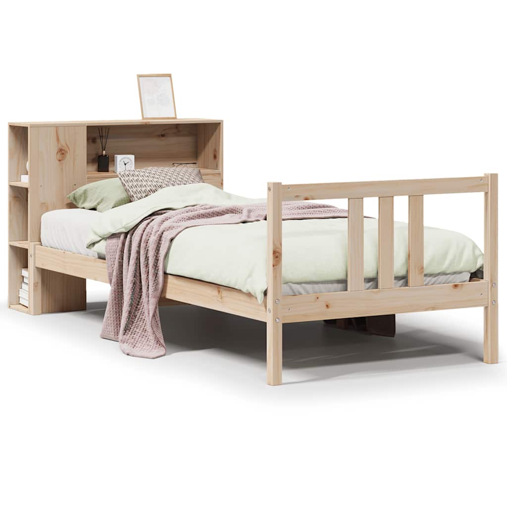 Lit bibliothèque sans matelas 75x190 cm bois de pin massif - XIOS