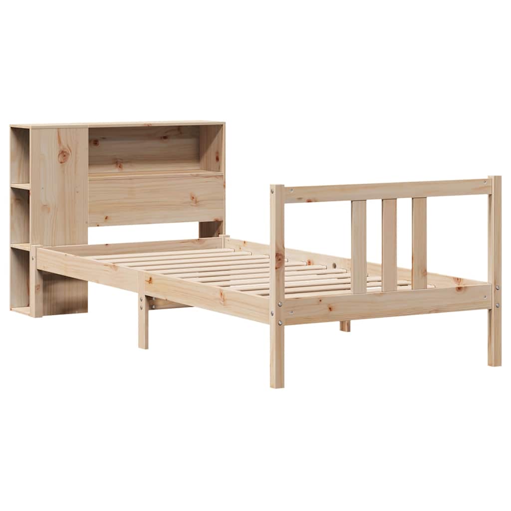 Lit bibliothèque sans matelas 75x190 cm bois de pin massif - XIOS