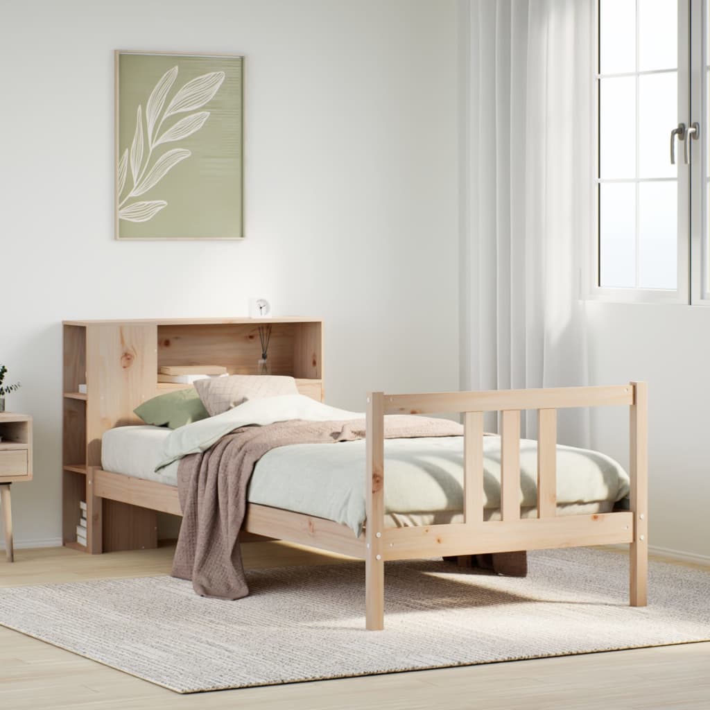 Lit bibliothèque sans matelas 75x190 cm bois de pin massif - XIOS