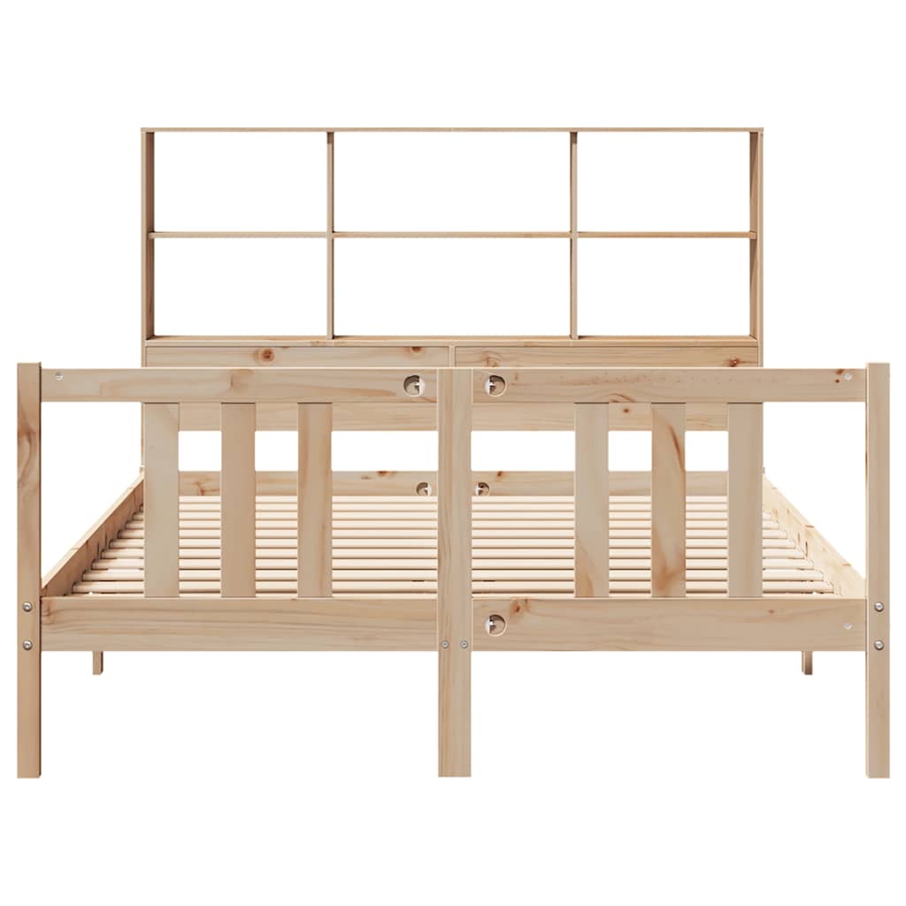 Lit bibliothèque sans matelas 120x200 cm bois de pin massif - XIOS