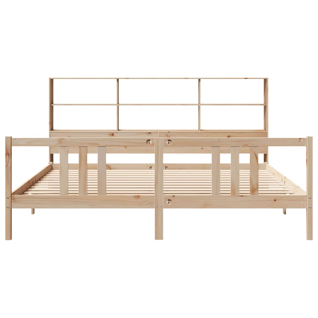 Lit bibliothèque sans matelas 180x200 cm bois massif de pin - XIOS