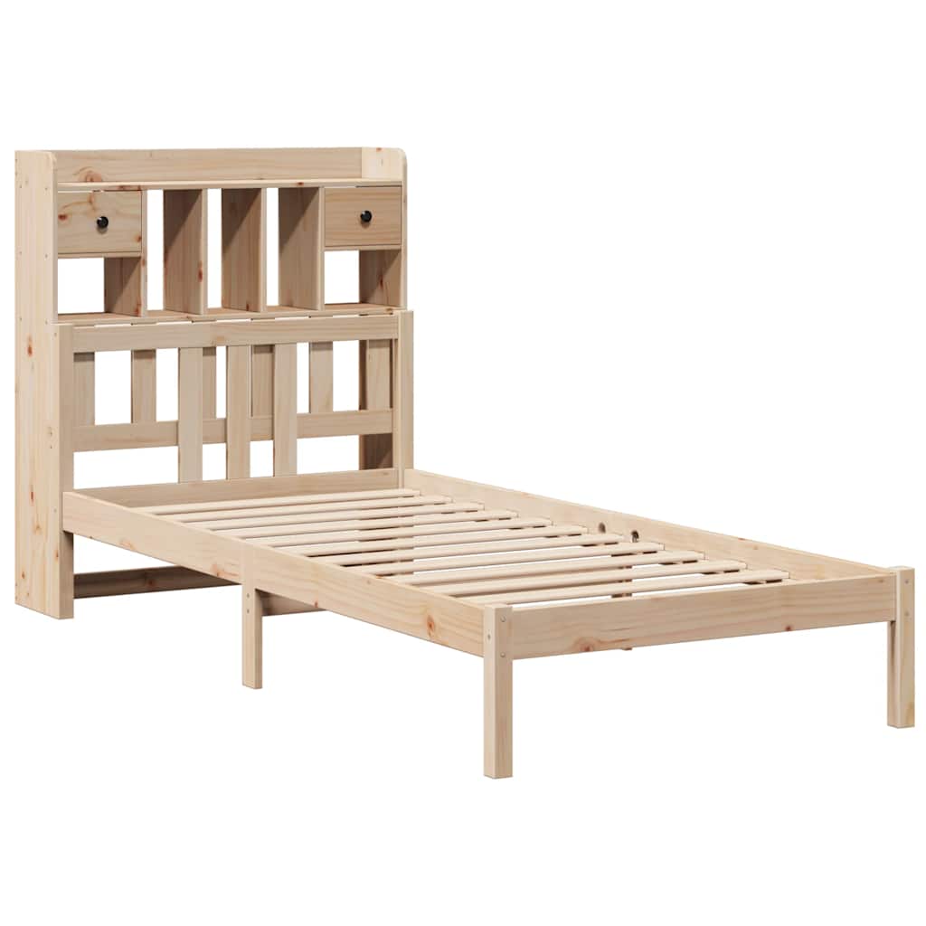 Lit bibliothèque sans matelas 75x190 cm bois de pin massif - XIOS