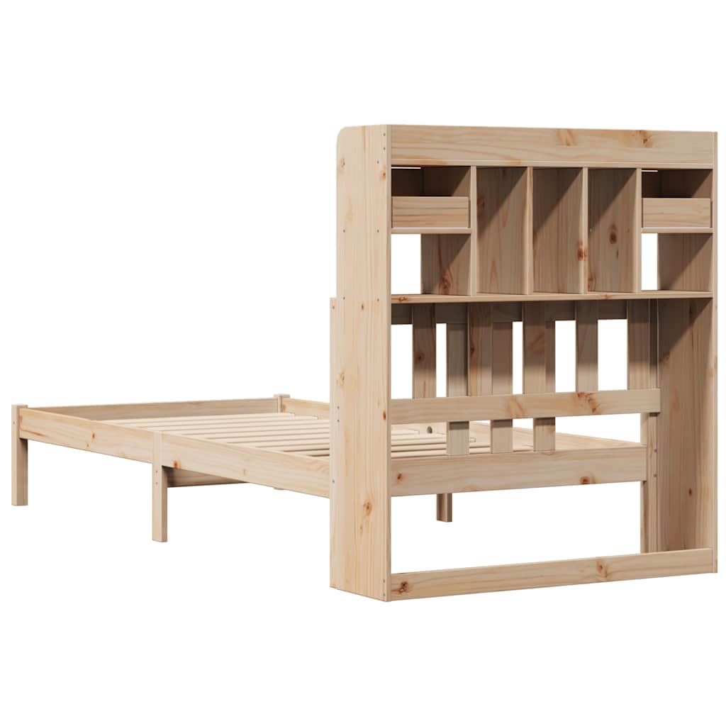 Lit bibliothèque sans matelas 75x190 cm bois de pin massif - XIOS