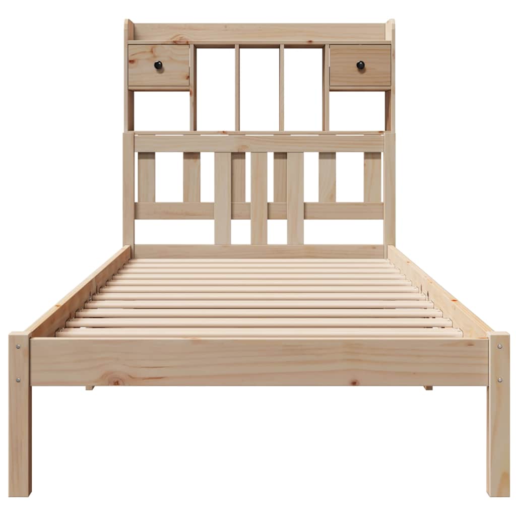 Lit bibliothèque sans matelas 90x190 cm bois de pin massif - XIOS