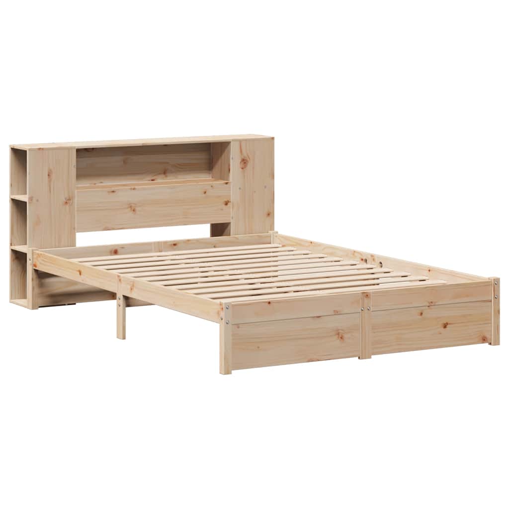 Lit bibliothèque sans matelas 140x190 cm bois de pin massif - XIOS
