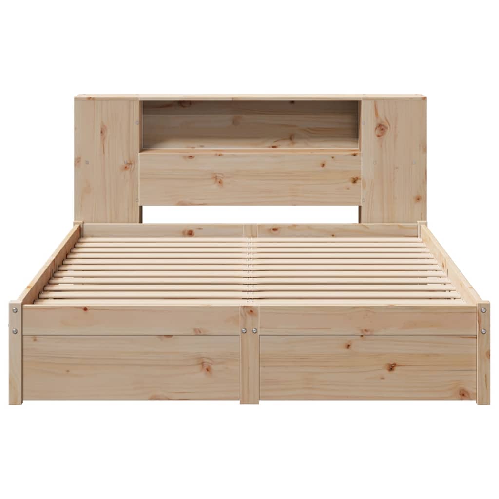 Lit bibliothèque sans matelas 140x190 cm bois de pin massif - XIOS