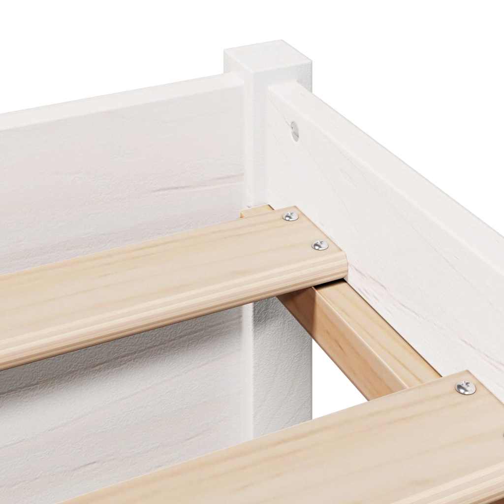 Lit bibliothèque sans matelas blanc 90x190cm bois de pin massif - XIOS